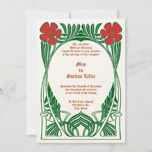 Convites Vintage Art Nouveau Duas Flores Quadro Foliar