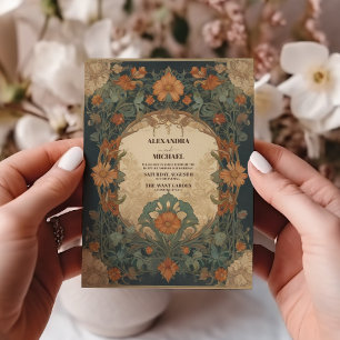 Convites Vintage Art Nouveau Floral Wedding