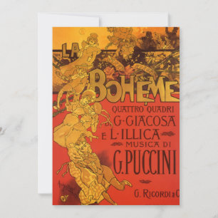 Convites Vintage Art Nouveau Music, La Boheme Opera, 1896