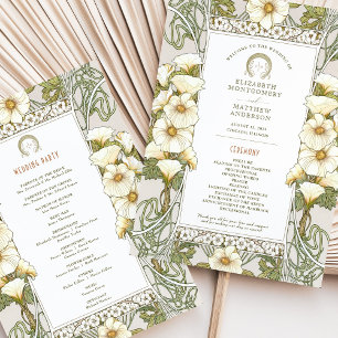 Convites Vintage Art Nouveau Programa Casamento Cream Flora