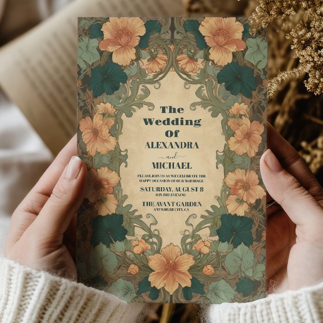 Convites Vintage Art Nouveau Wedding (Criador carregado)