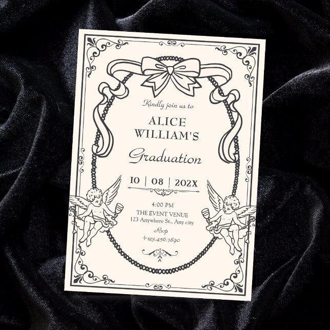 Convites Vintage artistic baroque graduation (Criador carregado)