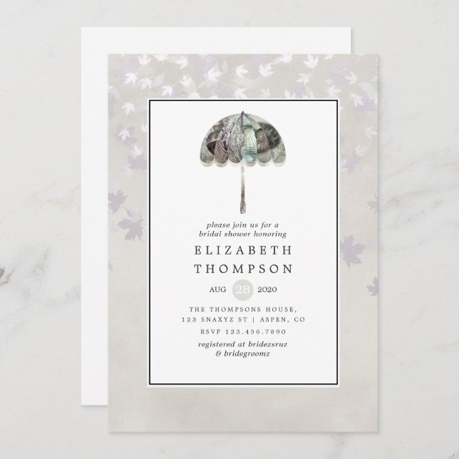 Convites Vintage Autumn - Fall White Chá de panela (Frente/Verso)