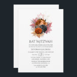 Convites Vintage Autumn Floral Buquê Bat Mitzvah<br><div class="desc">Vintage queimou o outono cor de laranja no outono do bat mitzvah convite personalizável para suas especificidades.</div>