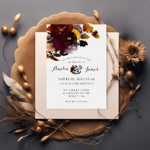 Convites Vintage Autumn Floral Elegance Wedding