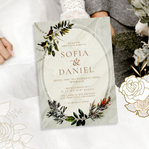 Convites Vintage Autumn Foliage Wedding