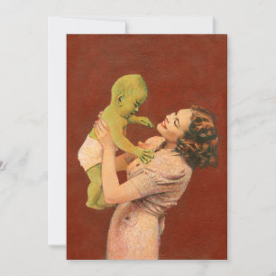 Convites Vintage Baby Alienígena Convida