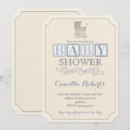 Convites Vintage Baby Carruagem Chá Invits for Boy