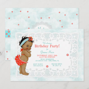 Convites Vintage Baby Girl Bathing Monogramas