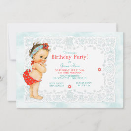 Convites Vintage Baby Girl Bathing Monogramas