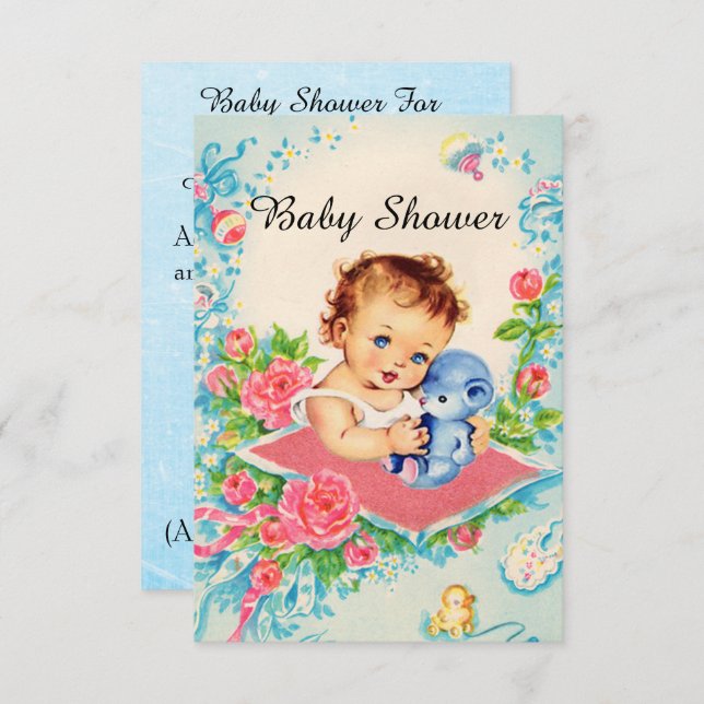 Convites Vintage Baby Girl Shower Invations (Frente/Verso)