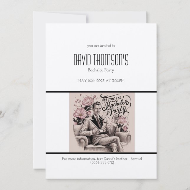 Convites Vintage Bachelor Party - design (Frente)