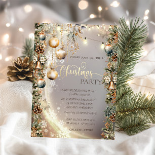 Convites Vintage Balls Bells Pinecones Natal