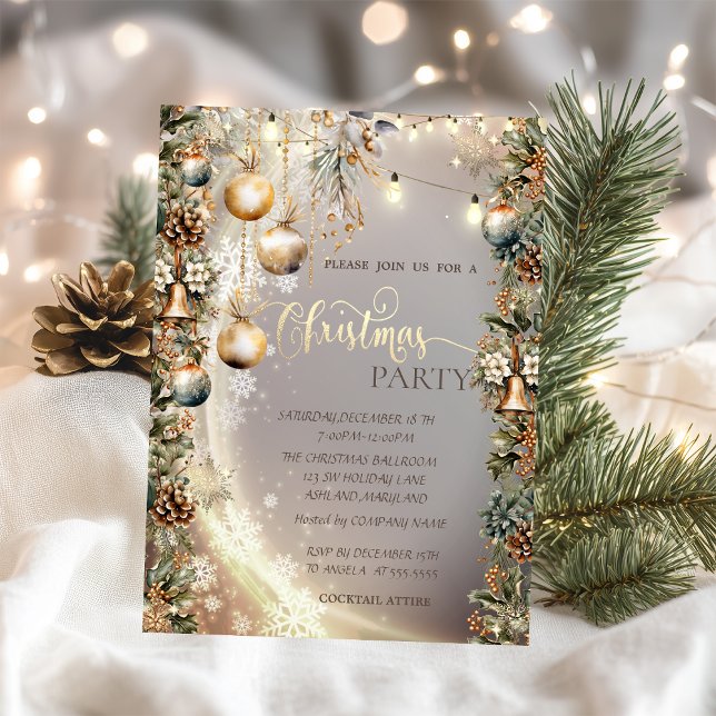 Convites Vintage Balls Bells Pinecones Natal (Criador carregado)