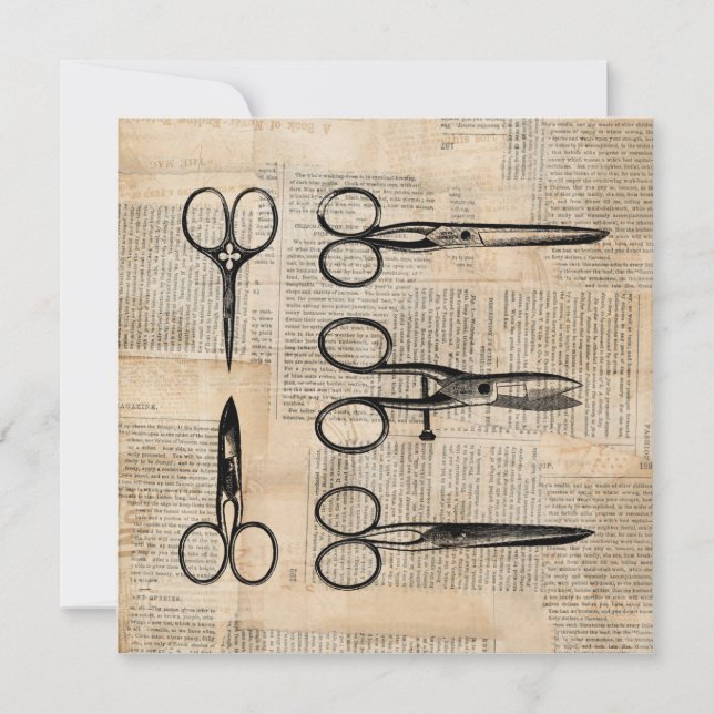 Convites Vintage Barbers Shears Tesouras Anticas (Frente)
