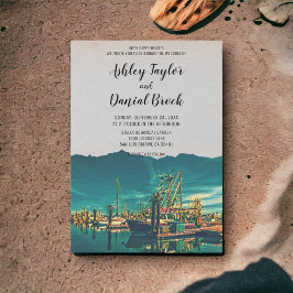 Convites Vintage barco à vela destino marinho porto destino