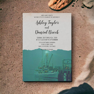 Convites Vintage barco à vela destino marinho porto destino