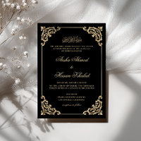 Vintage Barroco Dourado Escrito Casamento Muçulman