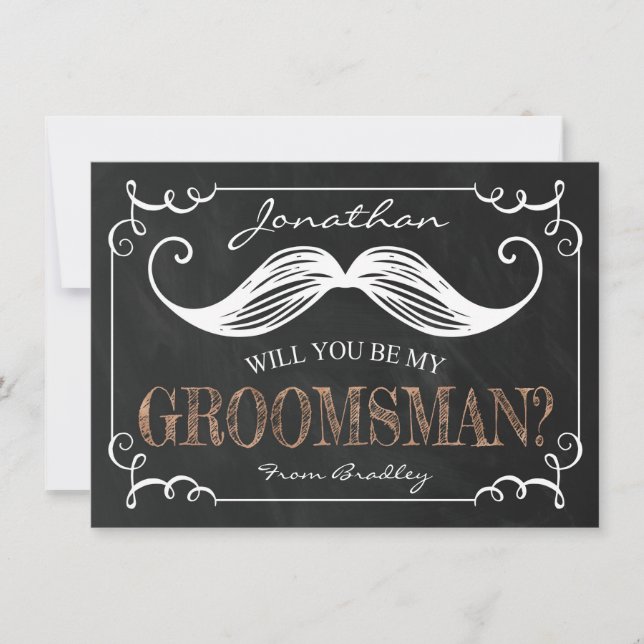 Convites Vintage Be My Groomsmen | Padrinho (Frente)