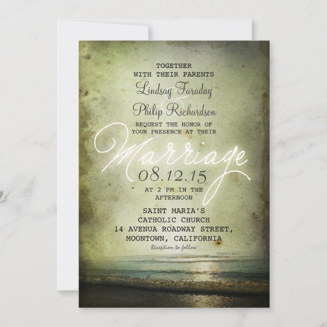 Convites Vintage BEACH WEDDING (Frente)