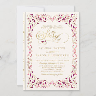 Convites Vintage Biblioteca Story Fairy Tale Casamento
