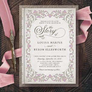Convites Vintage Biblioteca Story Fairy Tale Casamento