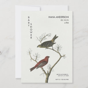 Convites Vintage Birds art Chá de fraldas japonês estilo