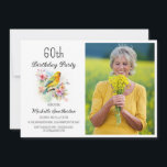 Convites Vintage Birds Canaries Flores 60ª Foto de Aniversá<br><div class="desc">Bonito safra 60ª festa de aniversário de convite com canários amarelos cantando nos ramos de uma árvore florescendo com flores de primavera. Entre em contato comigo para obter assistência com suas personalizações ou para solicitar outros produtos Zazzle correspondentes ou coordenadores para sua celebração.</div>