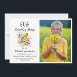 Convites Vintage Birds Canaries Flores 60ª Foto de Aniversá<br><div class="desc">Bonito safra 60ª festa de aniversário de convite com canários amarelos cantando nos ramos de uma árvore florescendo com flores de primavera. Entre em contato comigo para obter assistência com suas personalizações ou para solicitar outros produtos Zazzle correspondentes ou coordenadores para sua celebração.</div>