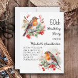 Convites Vintage Birds Robin Redbreast 50º aniversário<br><div class="desc">50º convite de aniversário com pinturas de pequenos Robins bonito sentados nos ramos de uma árvore com bagas vermelhas e folhas verdes. Entre em contato comigo para obter assistência com suas personalizações ou para solicitar outros produtos Zazzle correspondentes ou coordenadores para sua celebração.</div>