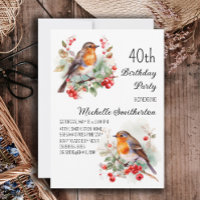 Vintage Birds Robin Redbreast aniversário de 40 an