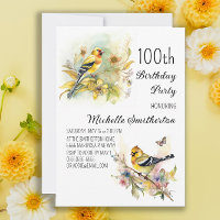 Vintage Birds Yellow Goldfinch 100º aniversário