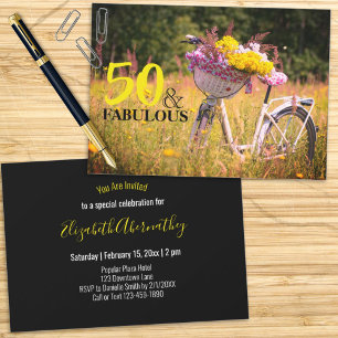 Convites Vintage Birthday 50 e Fabuloso Bicicleta de Festa