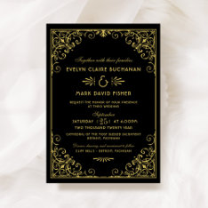 Convites Vintage Black And Dourado Art Deco Weding at Zazzle