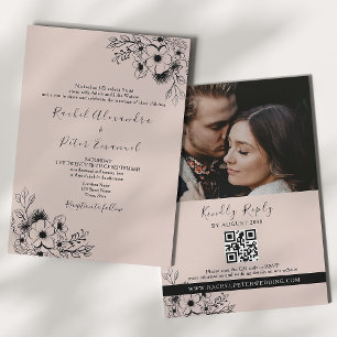 Convites Vintage Black and Pink All in One Wedding (Vintage