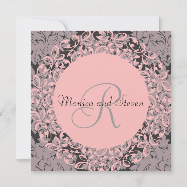 Convites Vintage Black and Pink Weds (Frente)