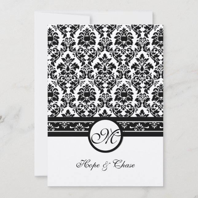 Convites Vintage Black Damask Borders (Frente)