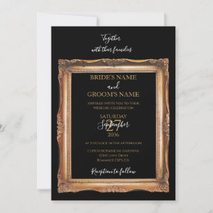 Convites Vintage Black & Dourado Wedding