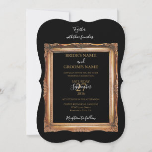 Convites Vintage Black & Dourado Wedding