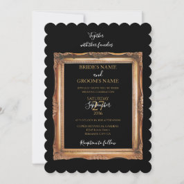 Convites Vintage Black & Dourado Wedding