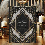 Convites Vintage Black Feather Art Deco Casamento<br><div class="desc">Adicione um toque de glamour de 1920 ao seu casamento com este Convite de Casamento de Arte de Pena Negra-Dourada Vintage. Projetado com uma intrincada armação geométrica de ouro sobre fundo preto e enfeitado com penas brancas luxuosas, esse convite incorpora a elegância dos vinte e poucos anos ruidosos. Perfeito para...</div>