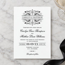 Vintage Black Flourish White Weding