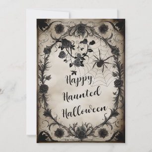 Convites Vintage Black Rosas Halloween