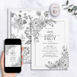 Convites Vintage Black White Floral Line Art 60º Aniversári<br><div class="desc">Celebre um marco em estilo com nosso Vintage Black White Floral Line Art 60º Convite de Aniversário. De sua caligrafia à mão, até a vintage line art price, arranjos em preto elegante, este convite dá o tom para seu dia especial. Com o padrão floral correspondente na parte de trás de...</div>