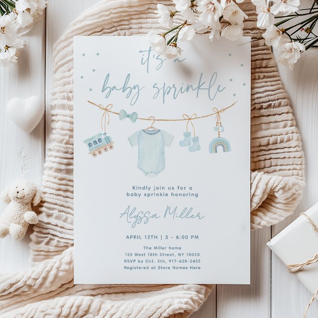 Convites Vintage Blue Boy Baby Clothes Baby Sprinkle (Criador carregado)