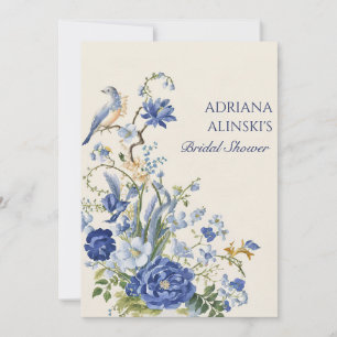 Convites Vintage Blue Flor and bird