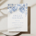Convites Vintage Blue Floral Girl Sweet 16 Party<br><div class="desc">Vintage Blue Floral Girl Sweet 16 Convite de festas Siga nossa loja para muitos outros convites e designs</div>