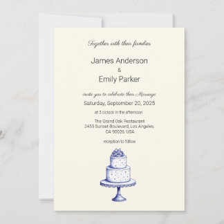 Convites Vintage Blue Floral Invitation