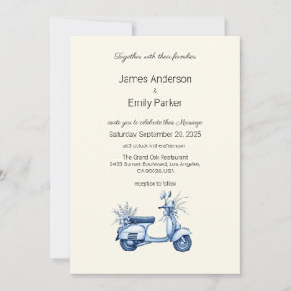 Convites Vintage Blue Floral Invitation