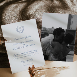 Convites Vintage Blue Floral Jouy Wedding